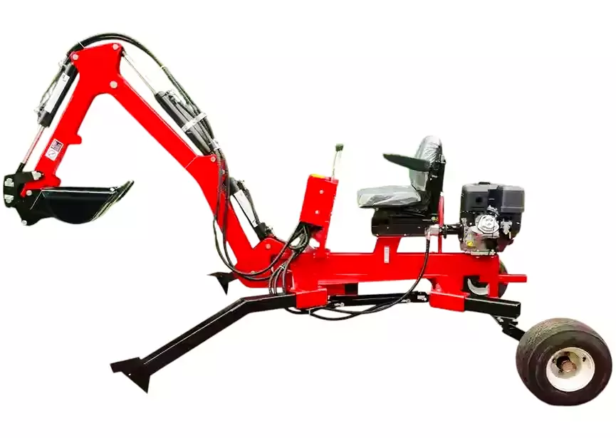 Mini-Pelle tractable avec attelage - Pivotante sur 120° moteur à essence 15 ch MW Tools