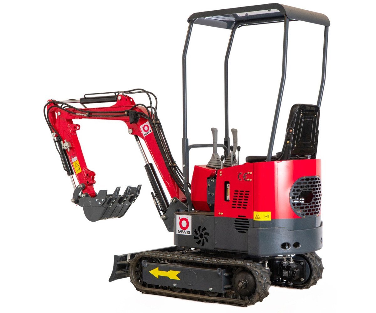 Mini-pelle 1 tonne moteur Koop 7 kW 1 cylindre avec bras pivotant et train de chenilles extensible MW Tools