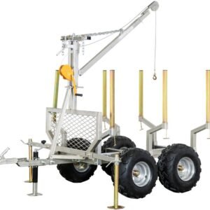 Remorque forestière double essieu 4 roues 1400kg 1800-2650x1300x1000mm avec grue de levage Torros