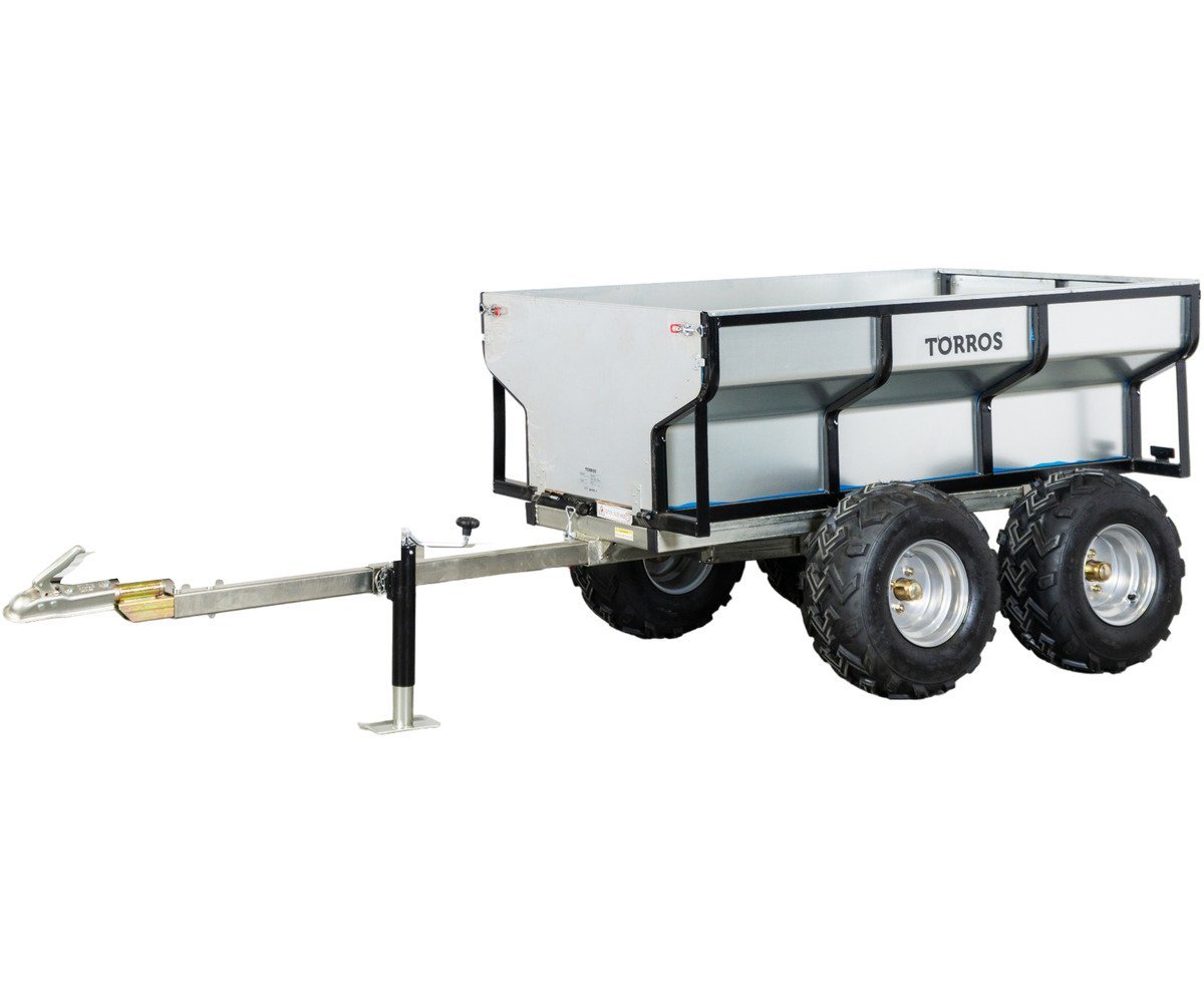 Remorque double essieu 4 roues 1000kg benne galvanisée basculante 1770x1070x580 mm
