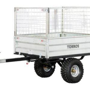 Remorque simple essieu 350kg benne galvanisée basculante 1200x850x300 mm + réhausses Torros