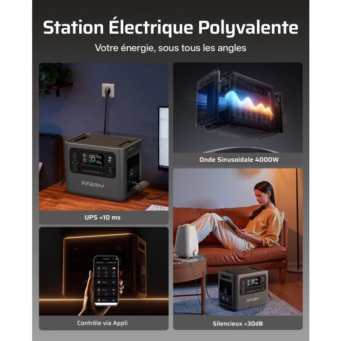 Station électrique portable - AFERIY - P280 - 4096Wh - 2800W - Batterie LiFePO4 extensible - Image 7